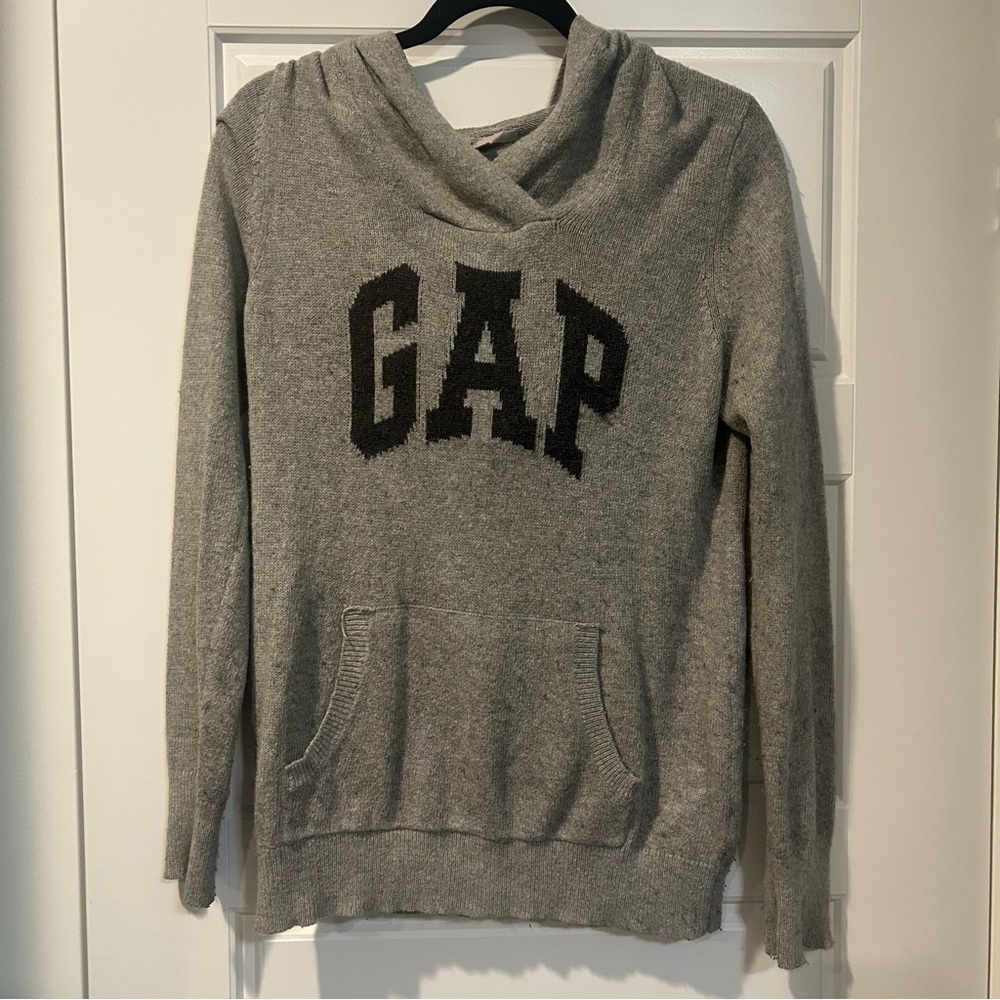 GAP Heather Gray Pullover Hoody with Black Logo